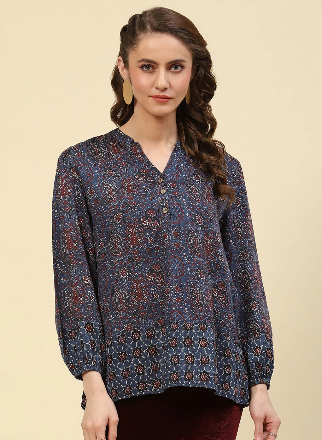 Women Blue Printed Top