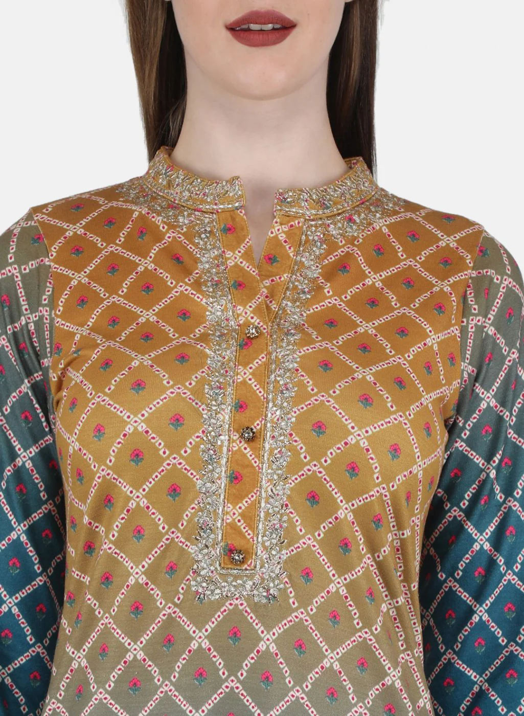 Women Blue Self Design Kurti+Lower Set - Image 5