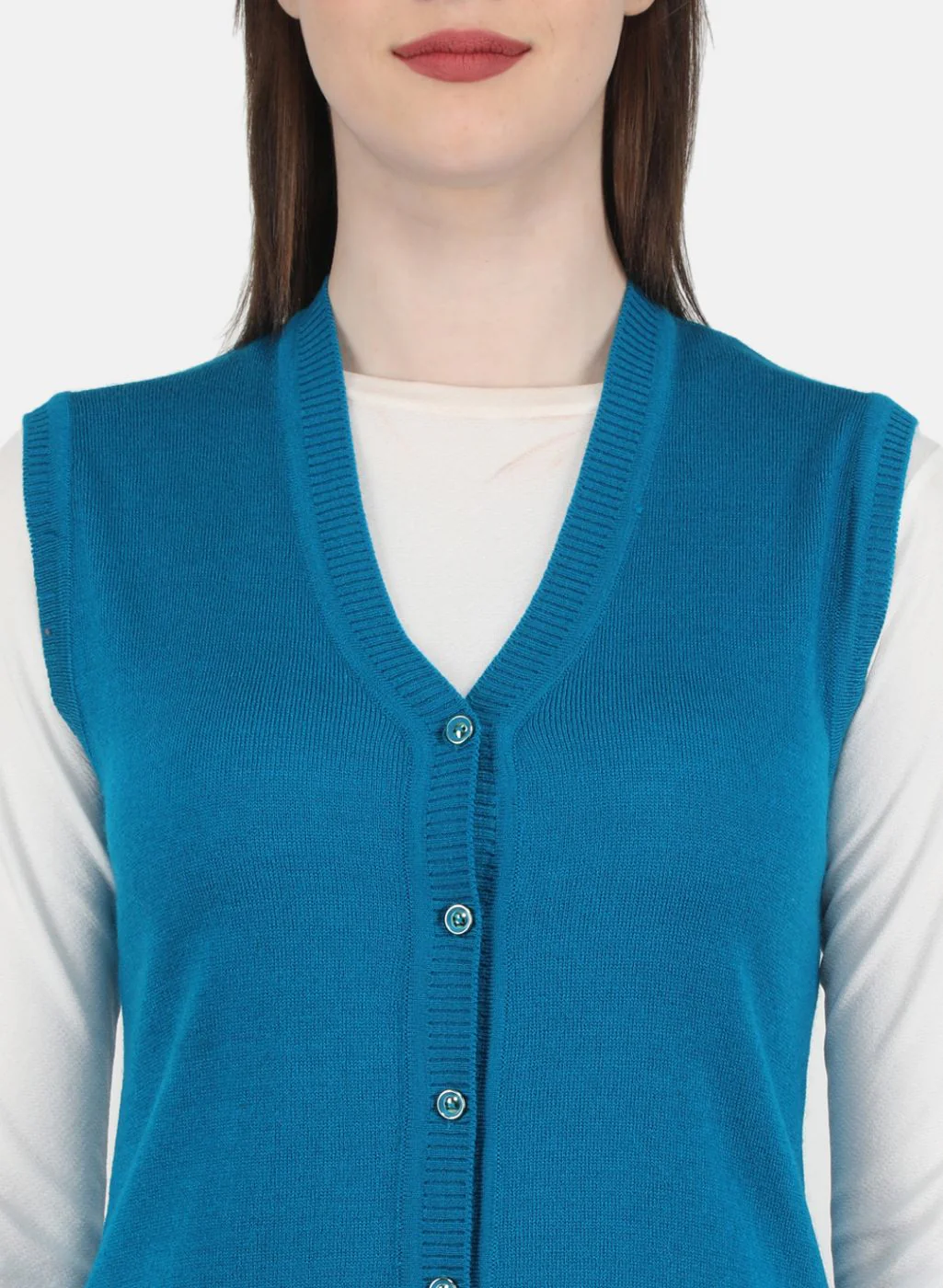 Women Blue Solid Cardigan - Image 5