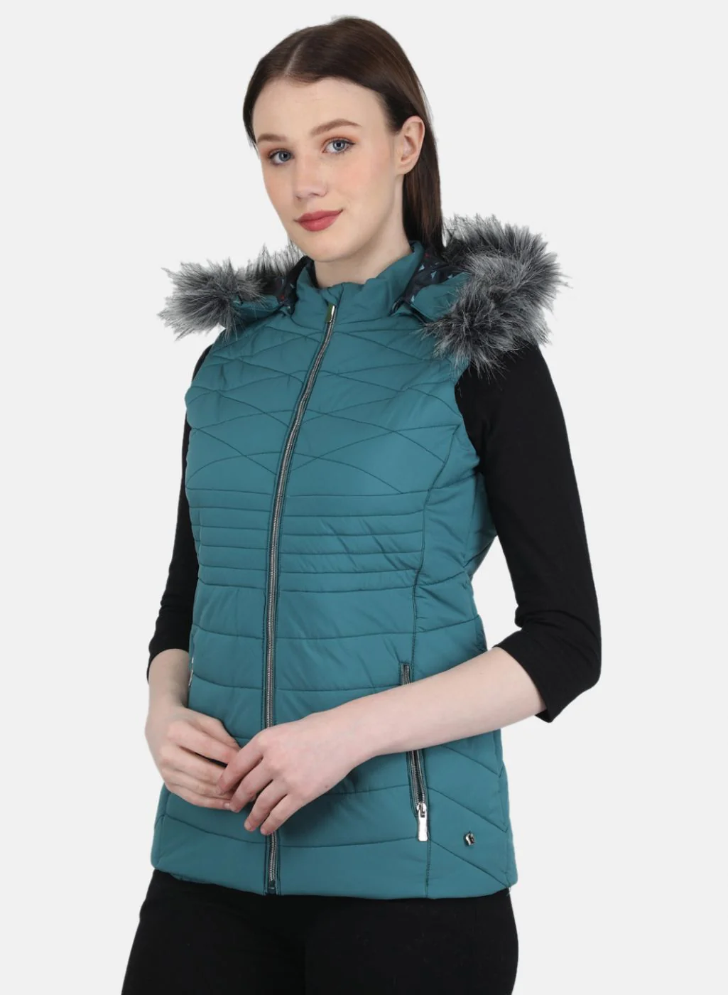 Women Blue Solid Jacket - Image 2