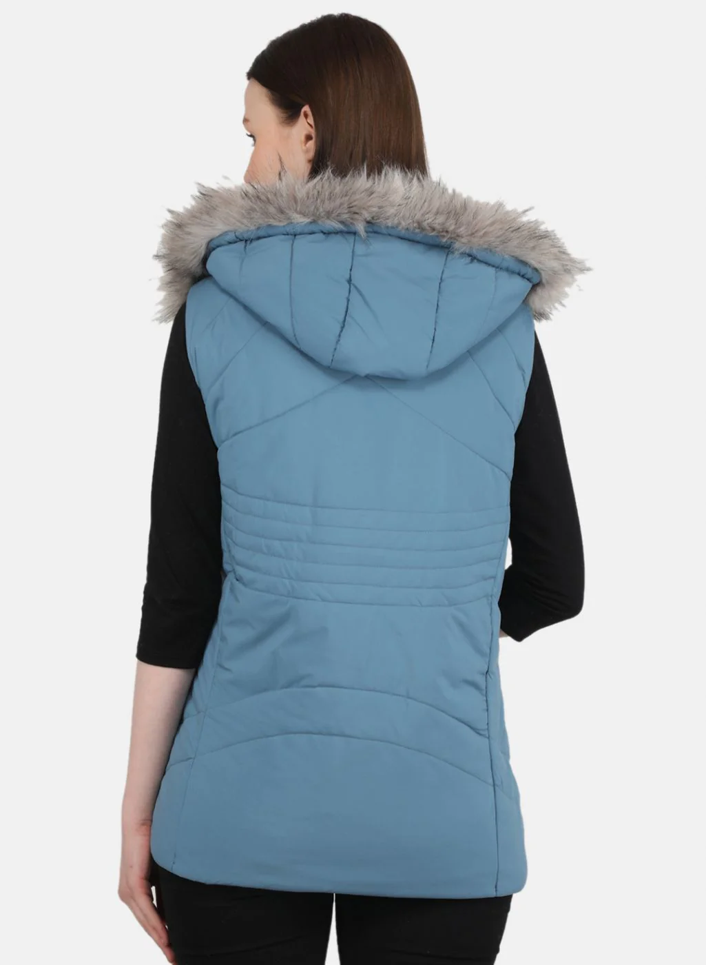 Women Blue Solid Jacket - Image 3
