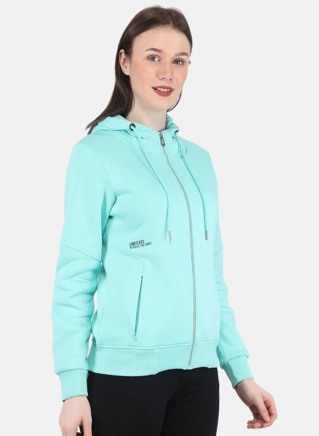 Women Blue Solid Sweatshirt - Image 6