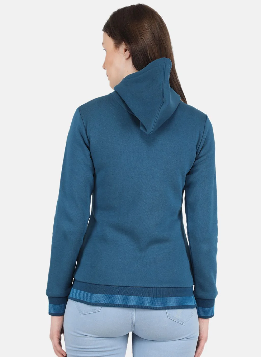 Women Blue Solid Sweatshirt - Image 3