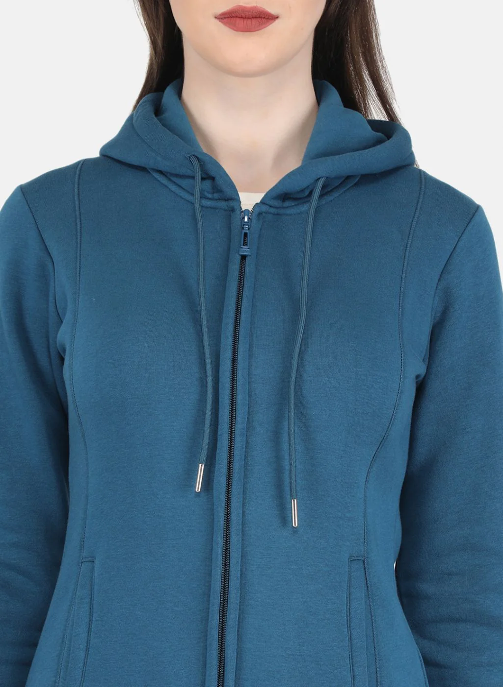 Women Blue Solid Sweatshirt - Image 5