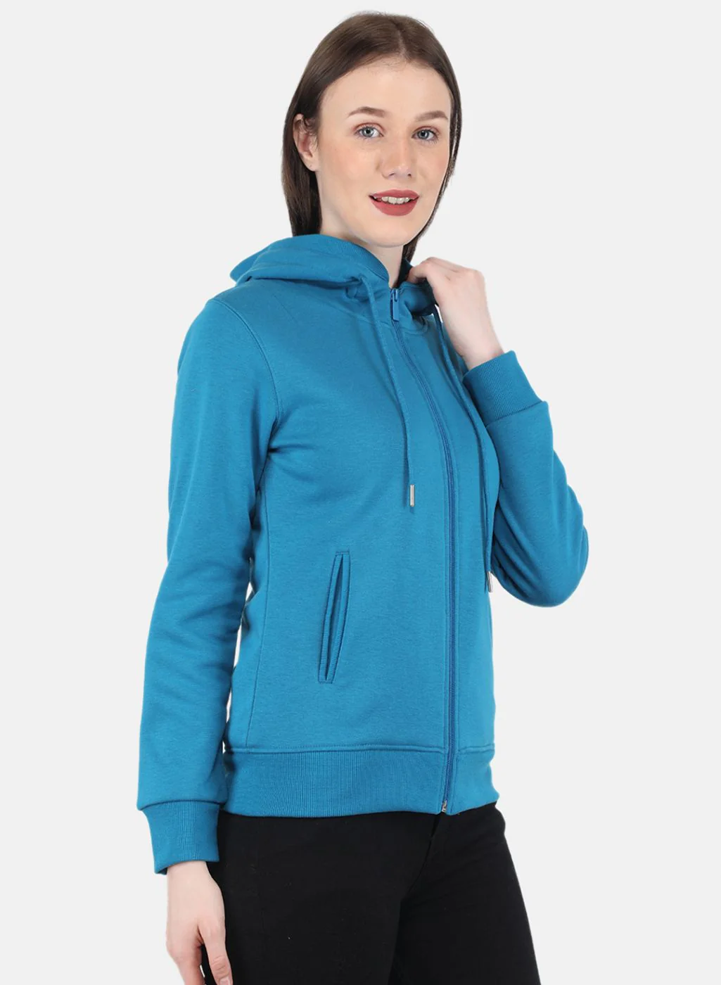 Women Blue Solid Sweatshirt - Image 6