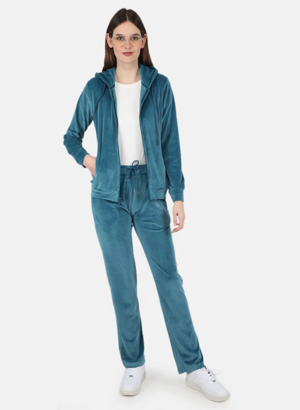 Women Blue Solid Tracksuit - Image 4