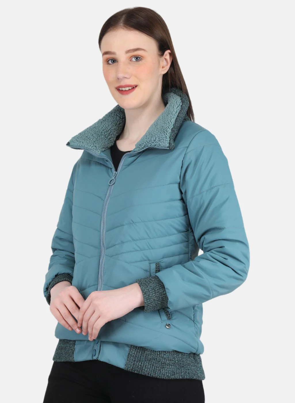 Women Blue Stripe Jacket - Image 2