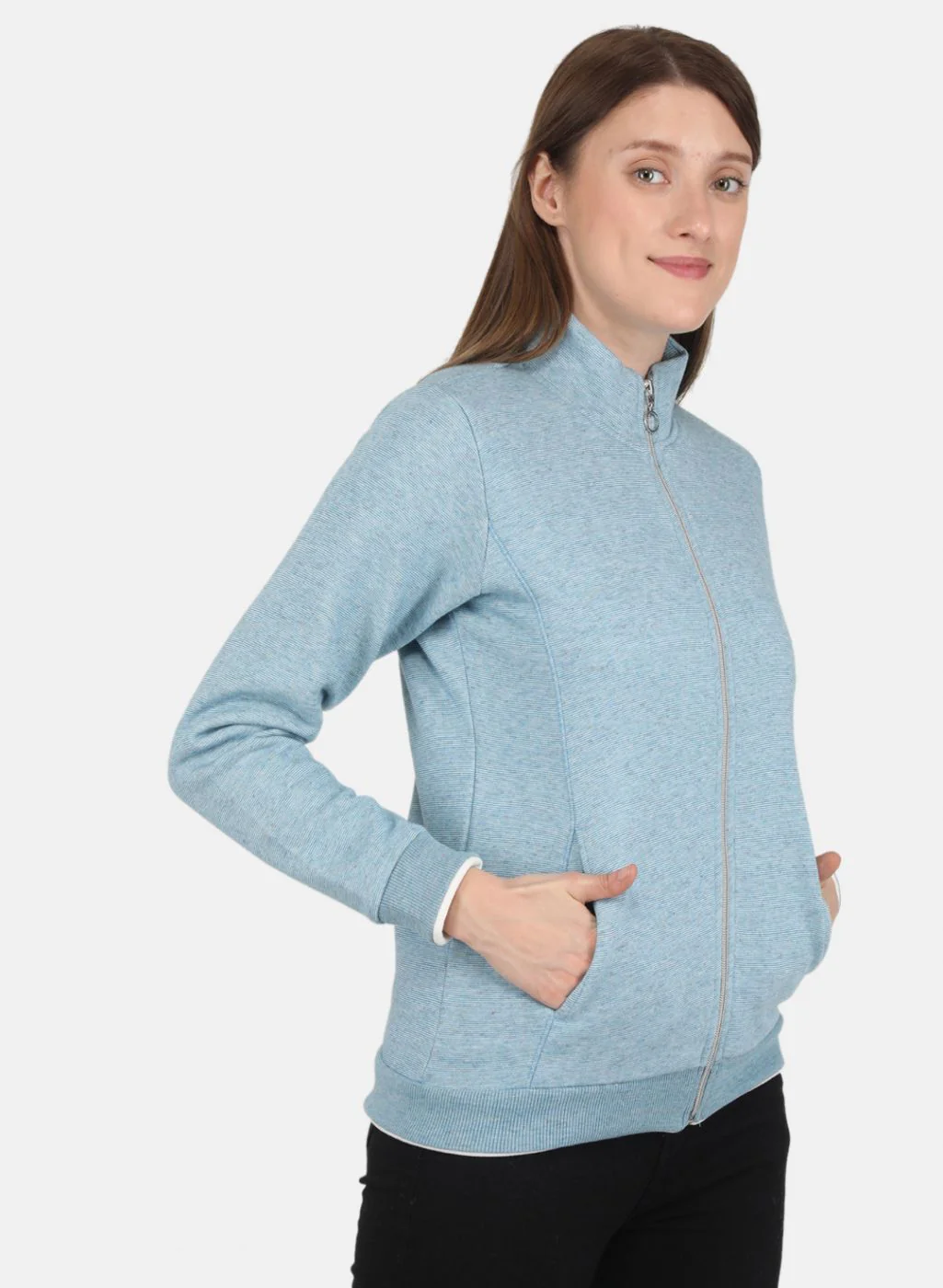 Women Blue Stripe Sweatshirt - Image 6