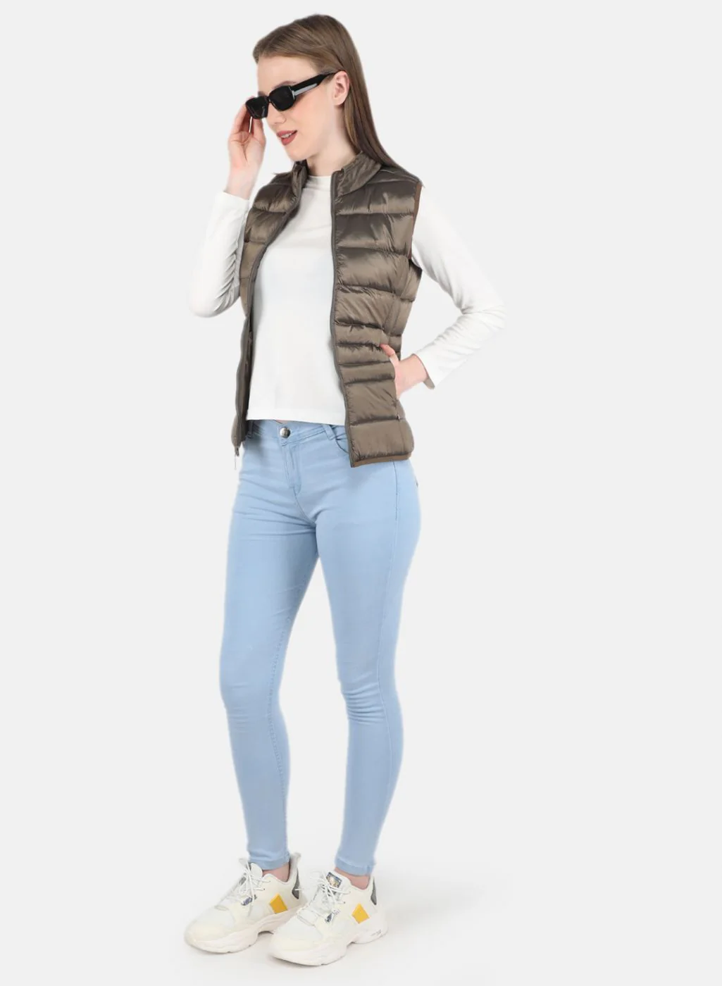 Women Brown Puffer Jacket - Image 4