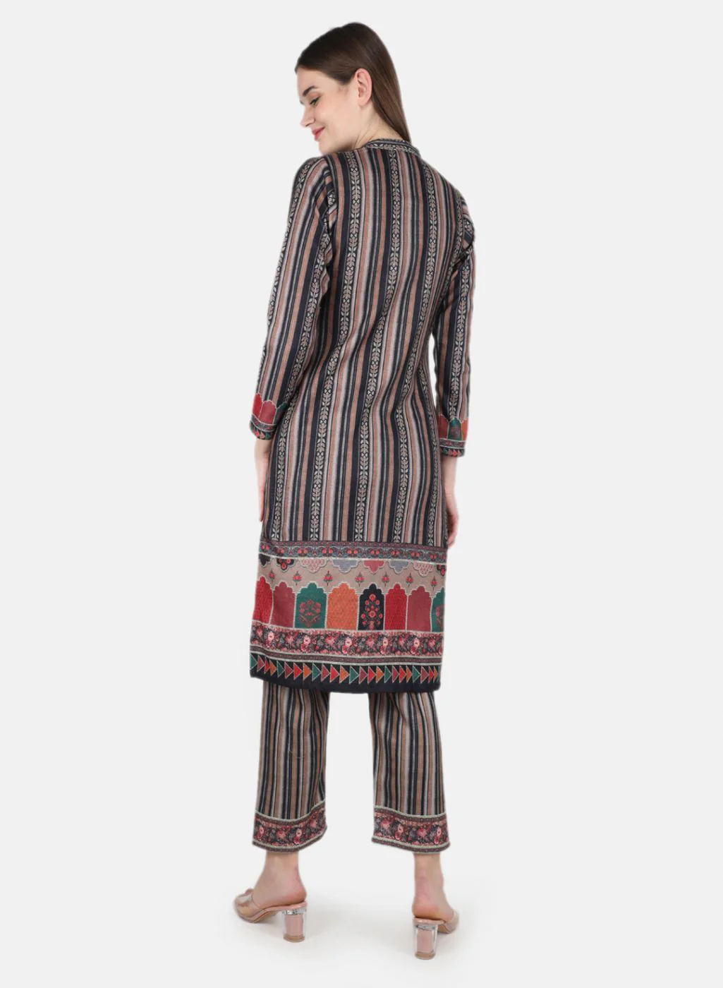 Women Brown Kurti+Lower Set for Winter - Image 3