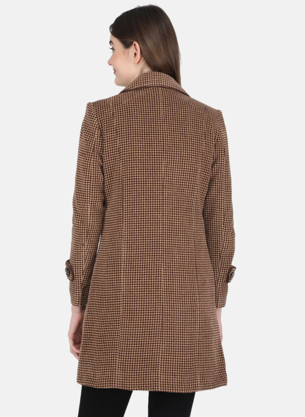 Women Brown Self design Coat - Image 3
