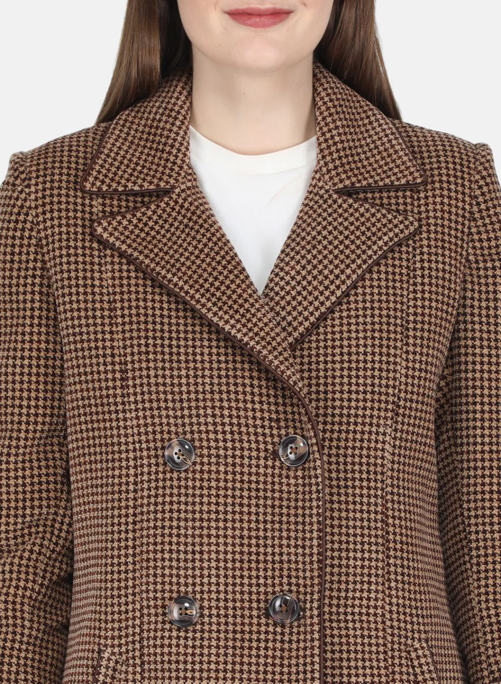 Women Brown Self design Coat - Image 5