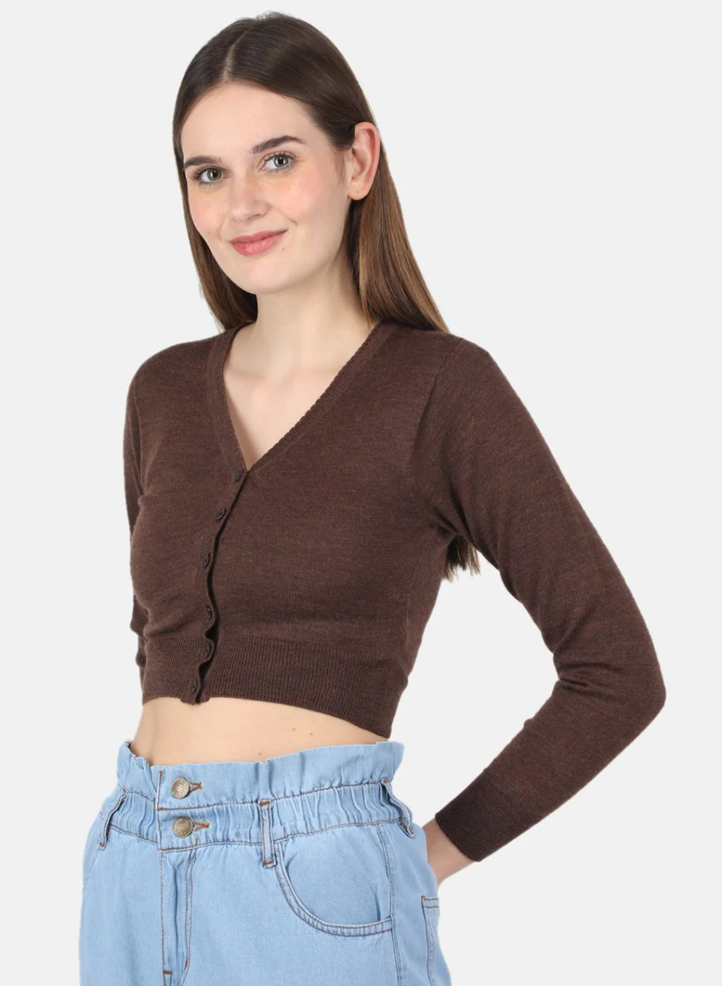 Women Brown Solid Blouse - Image 2