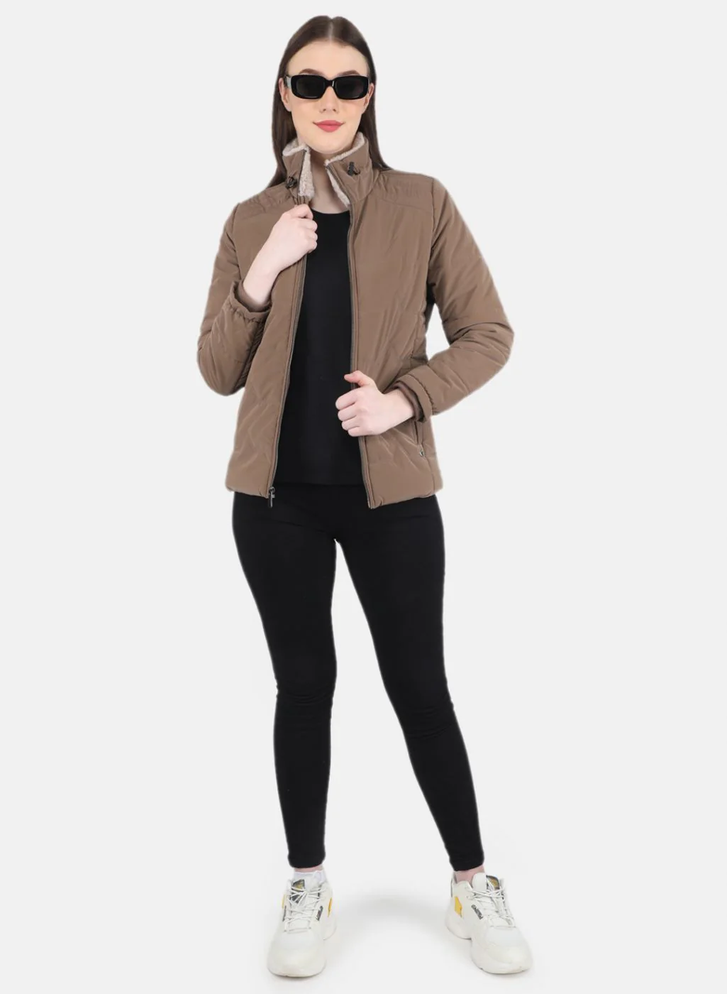 Women Brown Solid Jacket - Image 4