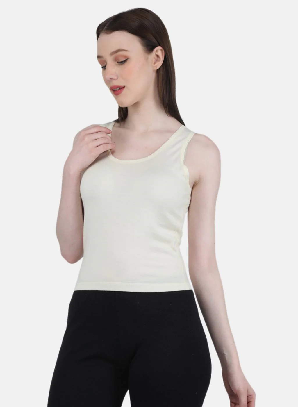Women Cream Solid Thermal Blouse - Image 3