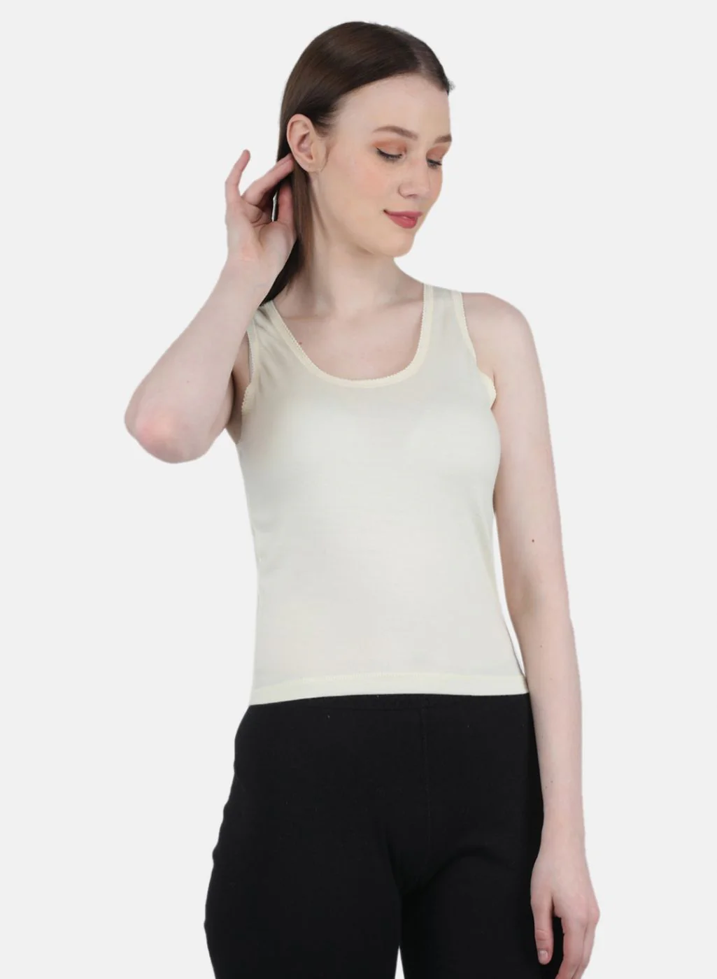 Women Cream Solid Thermal Blouse - Image 6