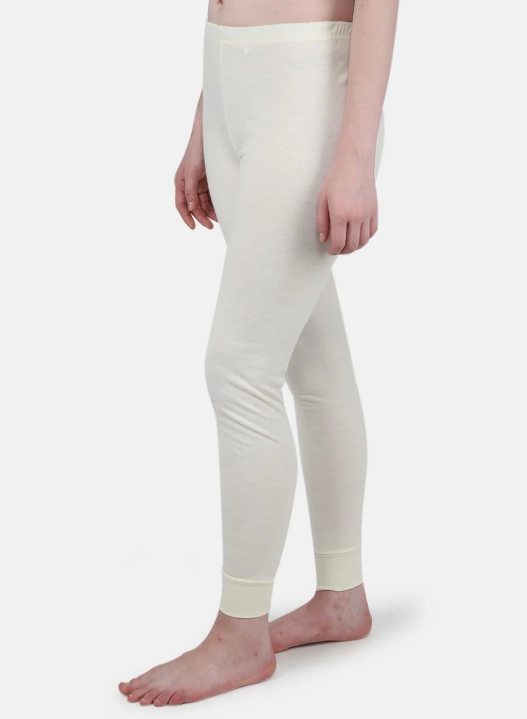 Women Cream Solid Thermal Lower - Image 2