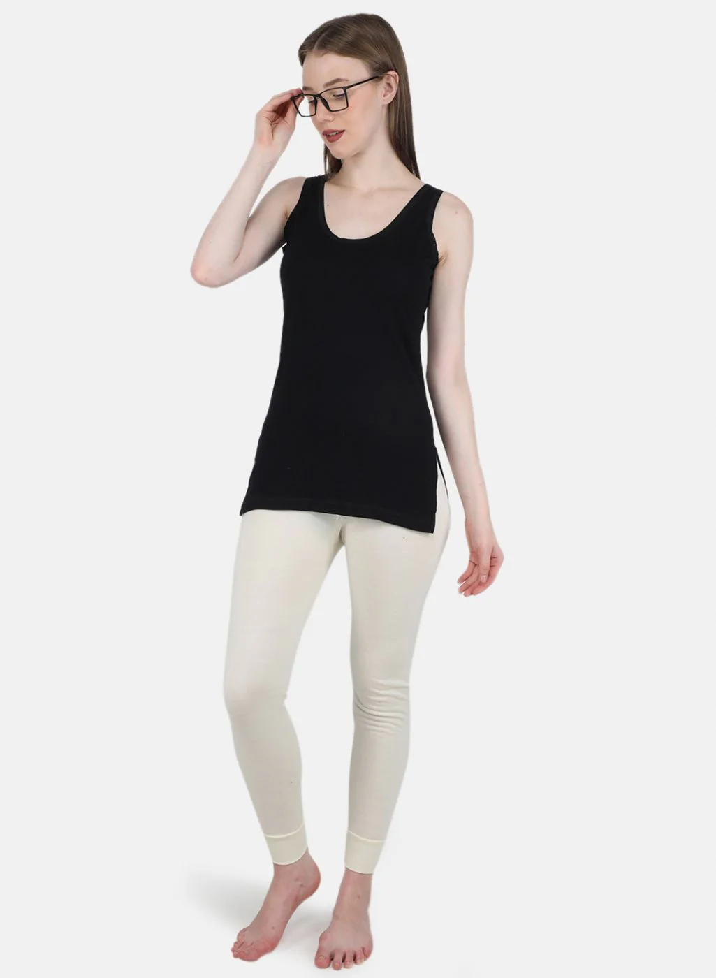Women Cream Solid Thermal Lower - Image 4
