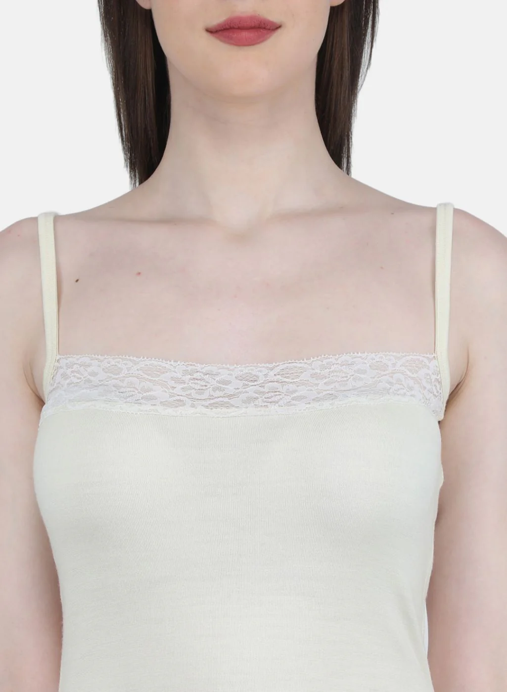 Women Cream Solid Thermal Vest - Image 5