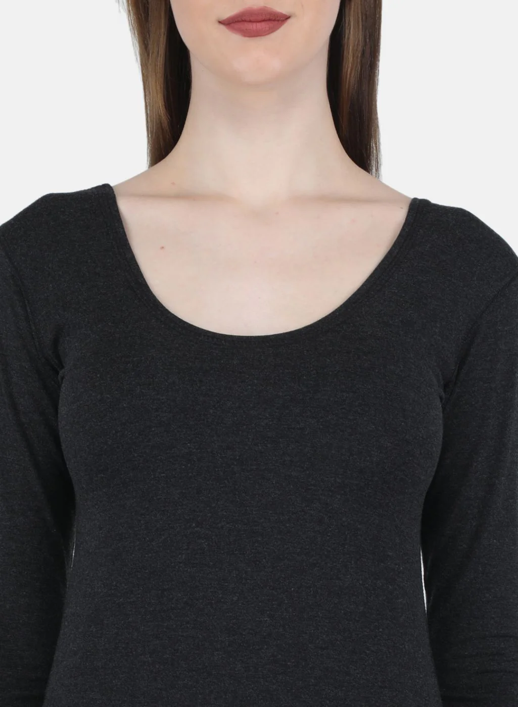 Women Dark Grey Solid Thermal Vest - Image 5