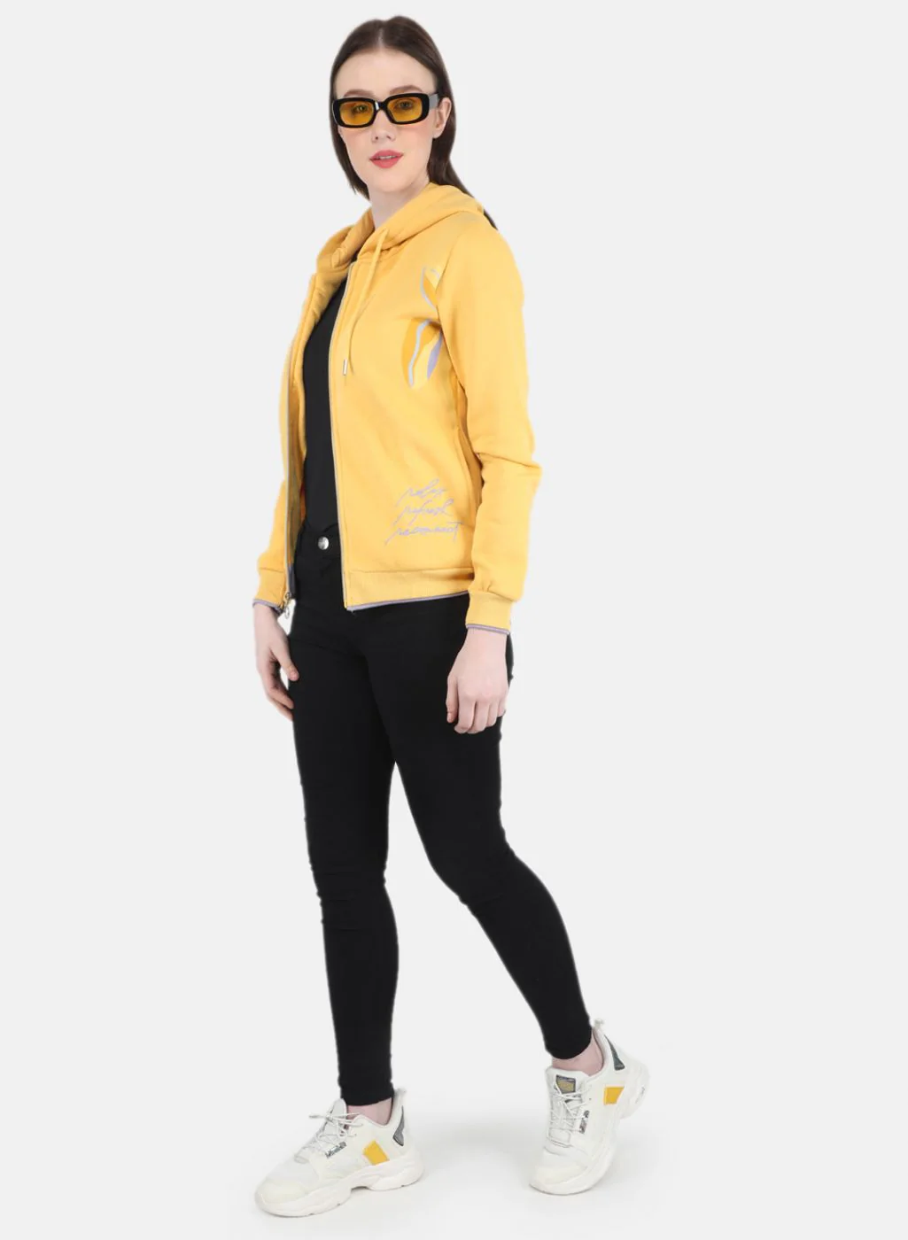 Women Gold Printed Sweatshirt - Image 4