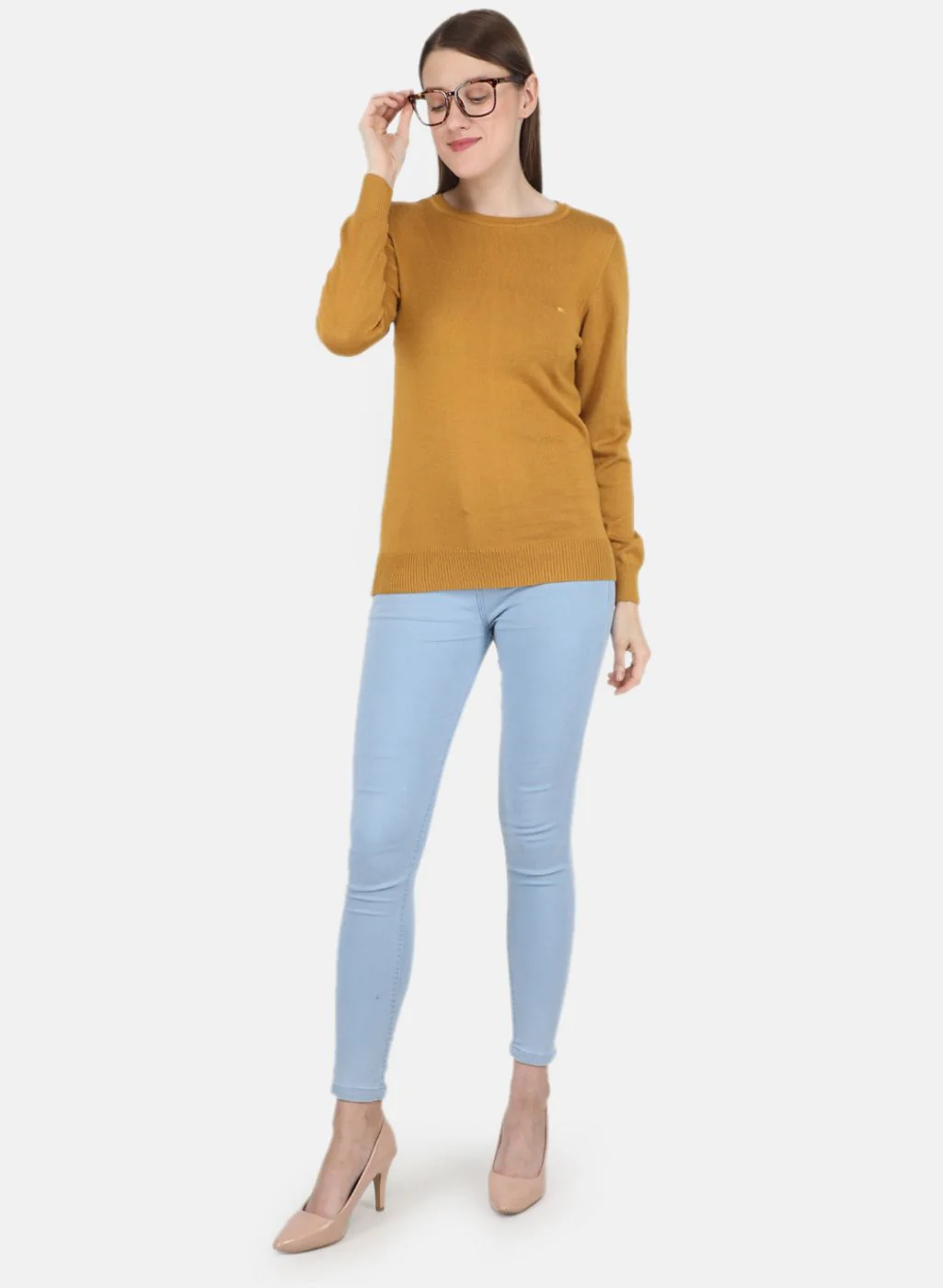 Women Gold Solid Top - Image 4