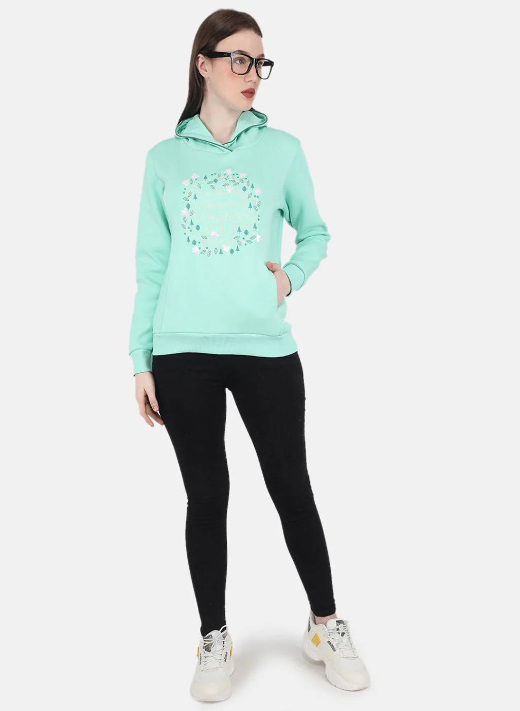 Women Green Embroidered Sweatshirt - Image 4