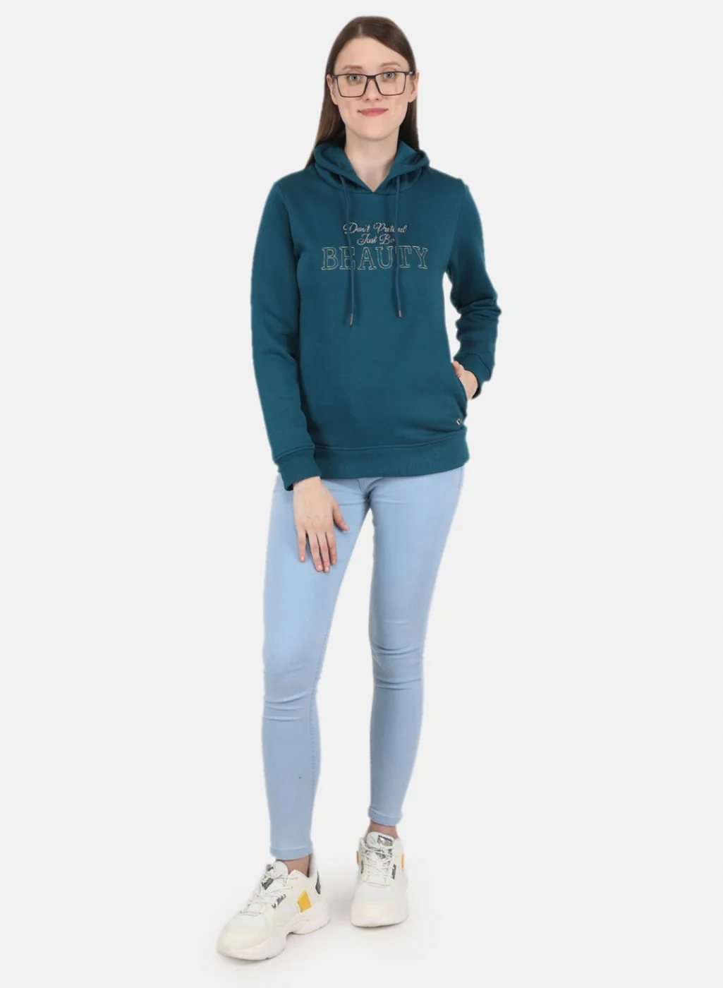 Women Green Embroidered Sweatshirt - Image 4
