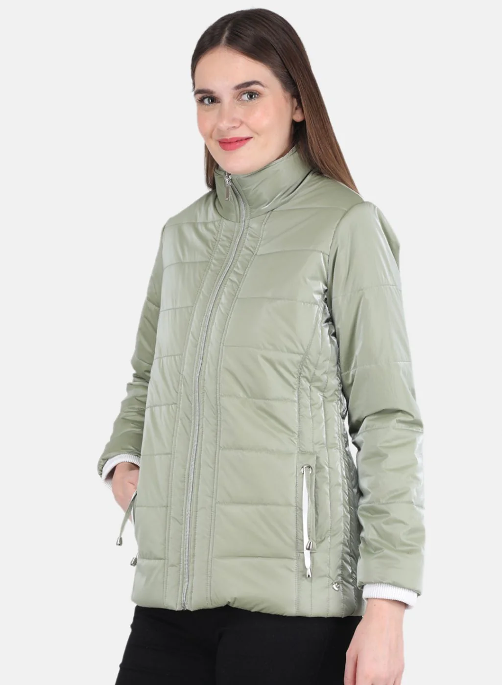 Women Green Printed Jacket - Image 2