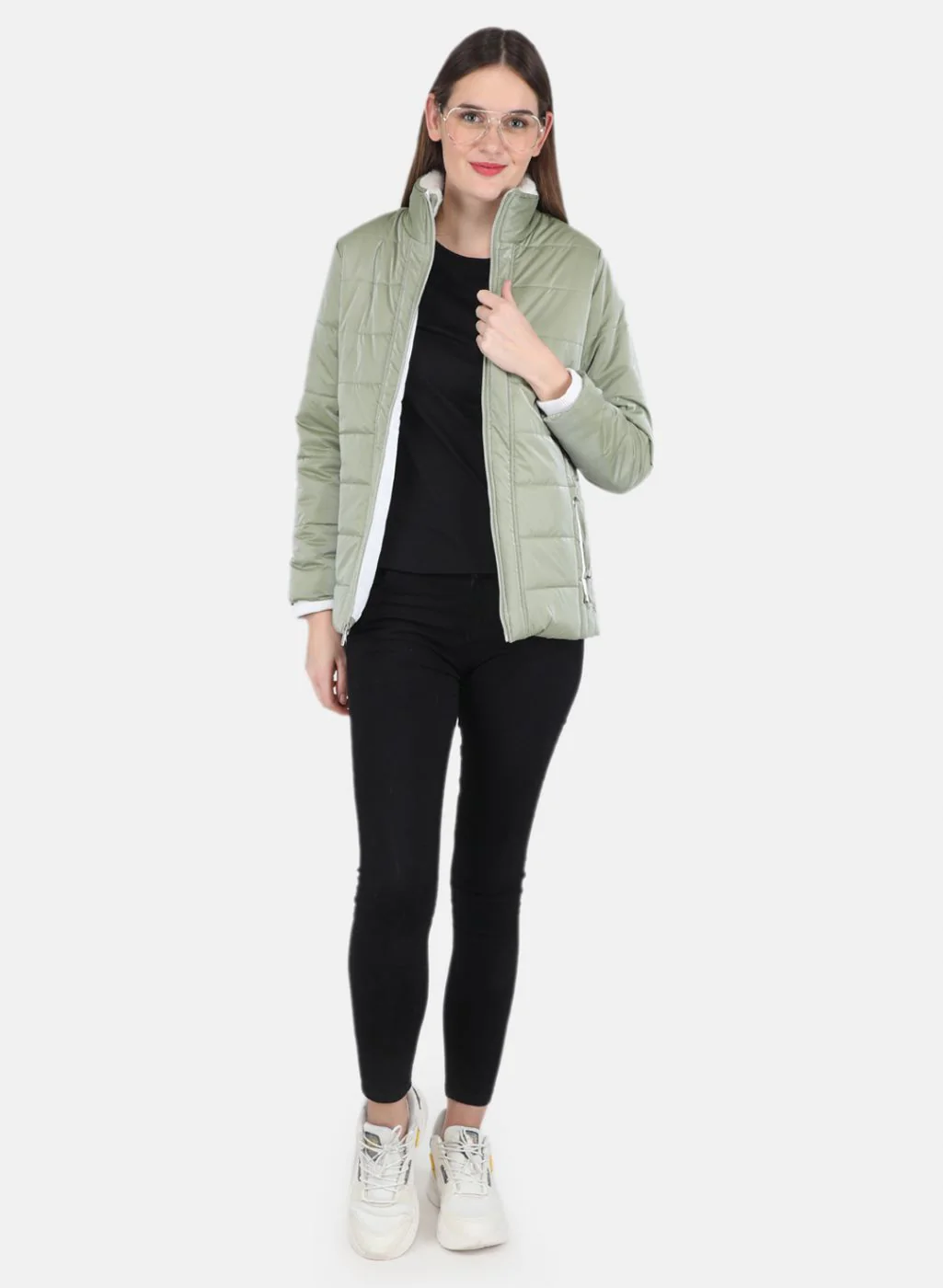 Women Green Printed Jacket - Image 4