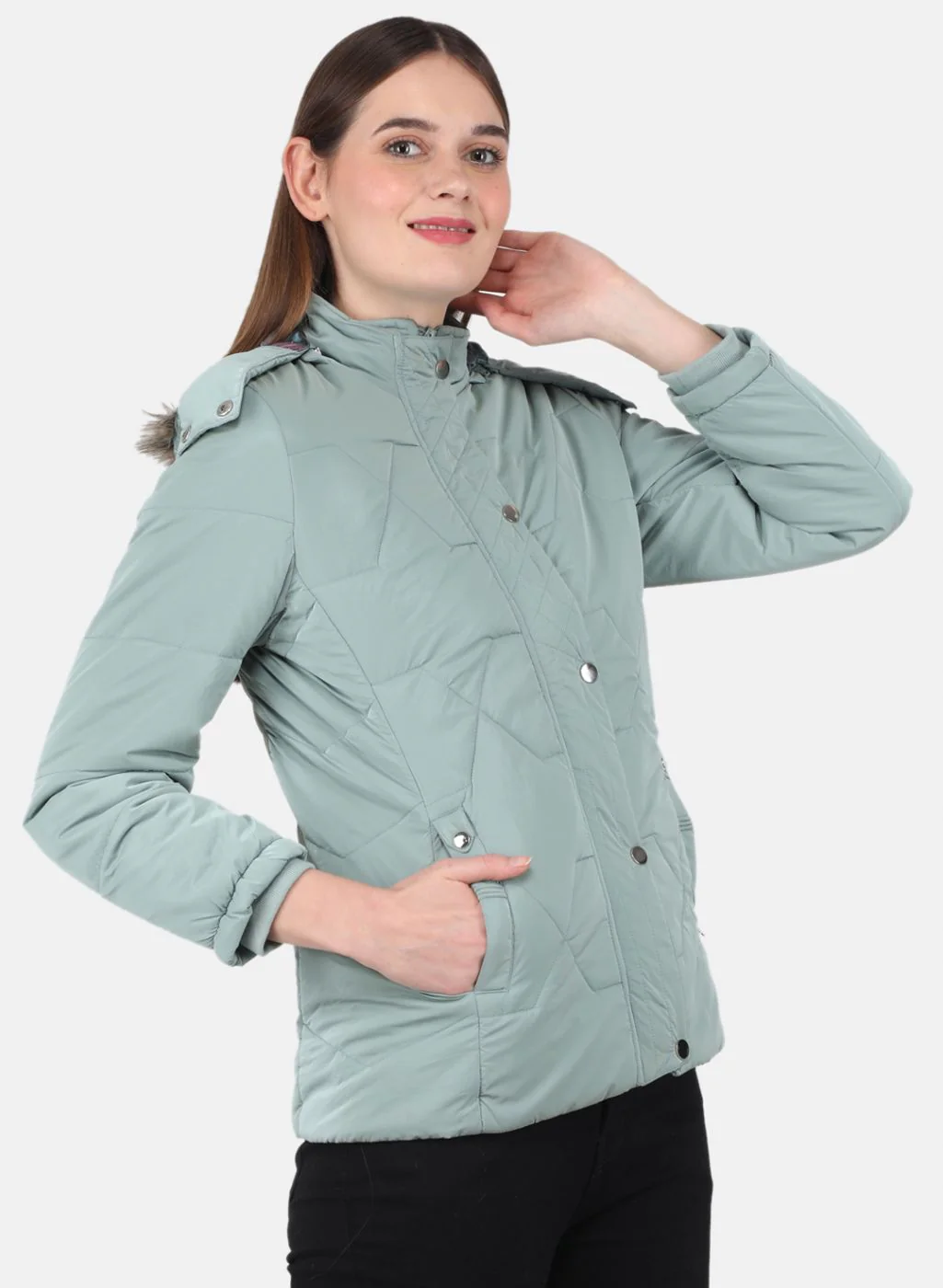 Women Green Printed Jacket - Image 6