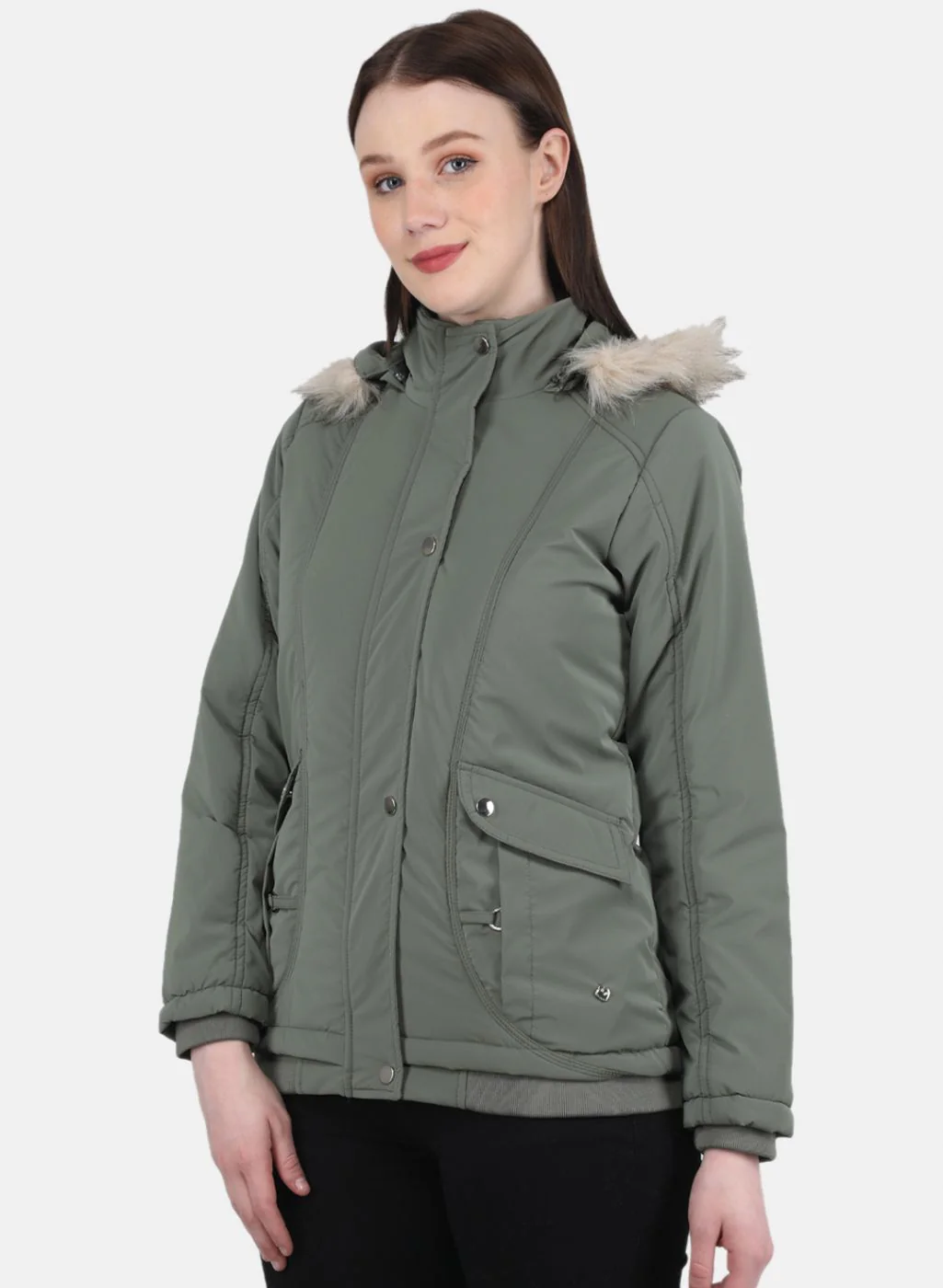 Women Green Printed Jacket - Image 2