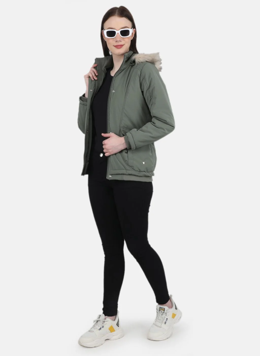 Women Green Printed Jacket - Image 4