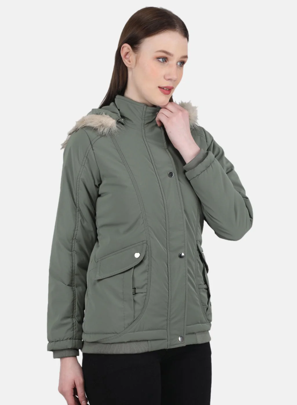 Women Green Printed Jacket - Image 6