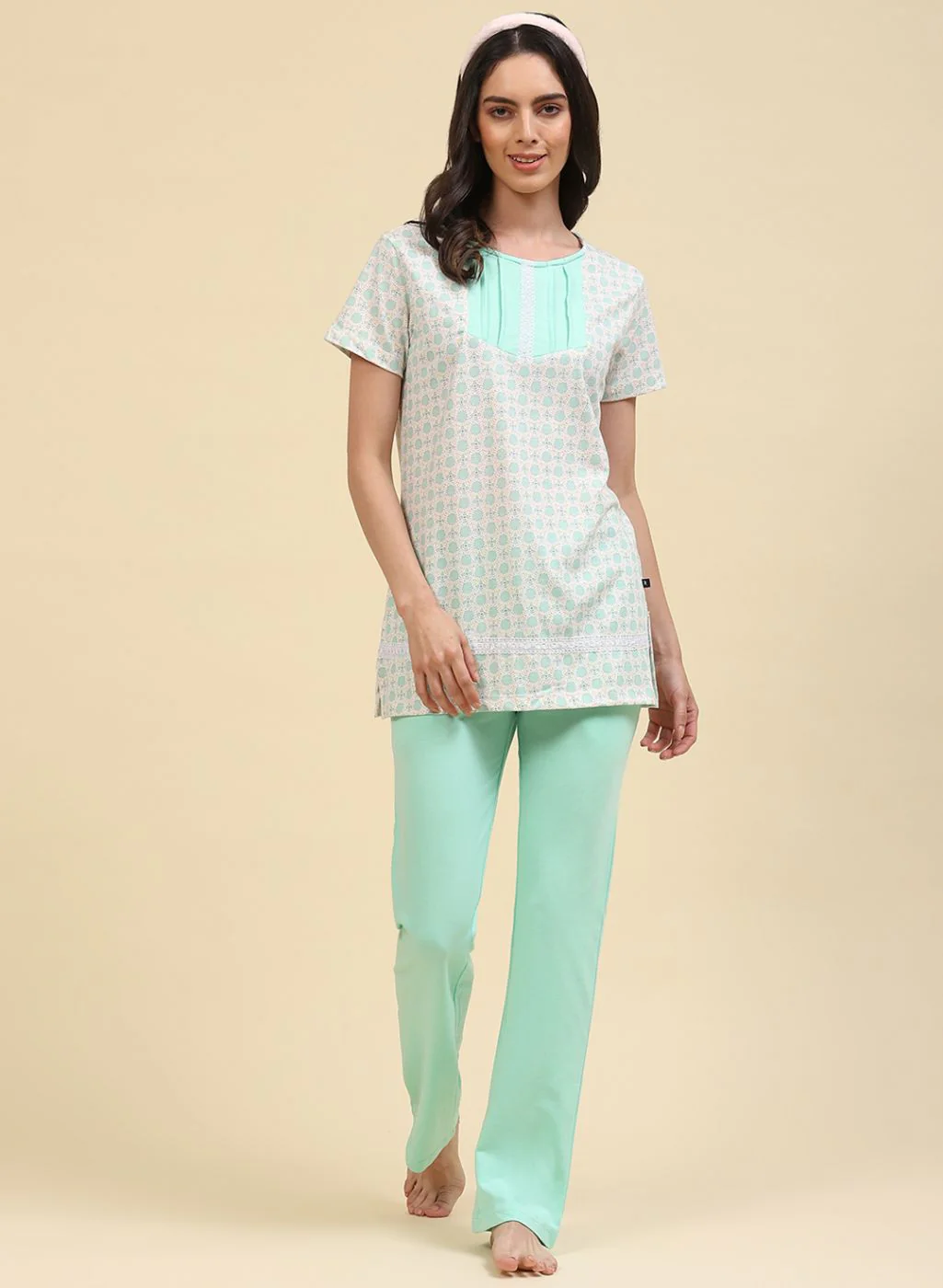 Women Green Printed Lower Set