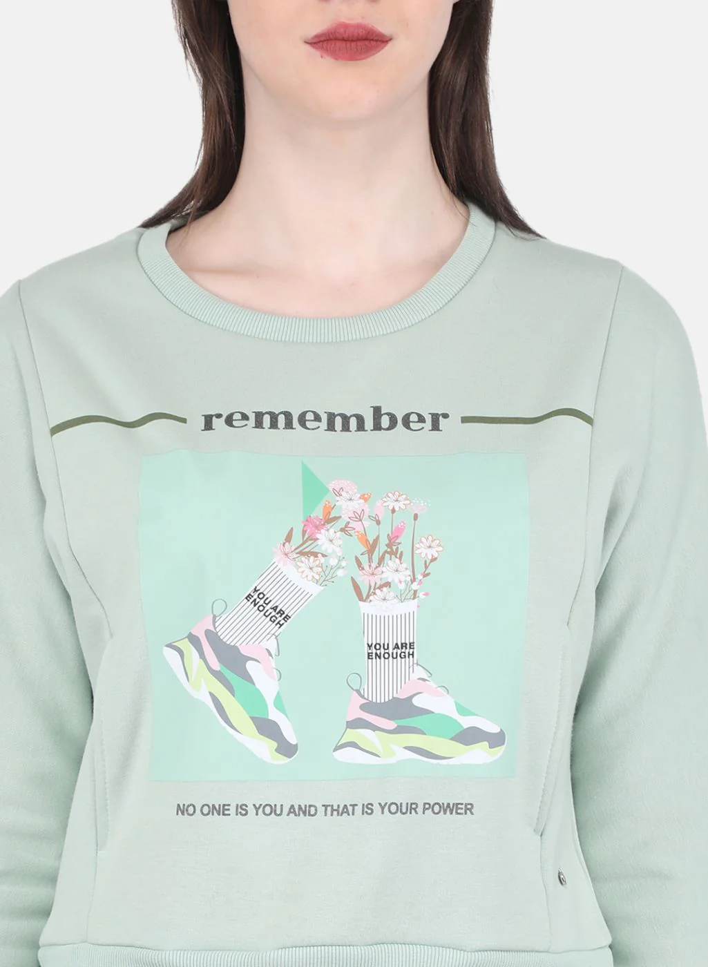 Women Green Printed Sweatshirt - Image 5