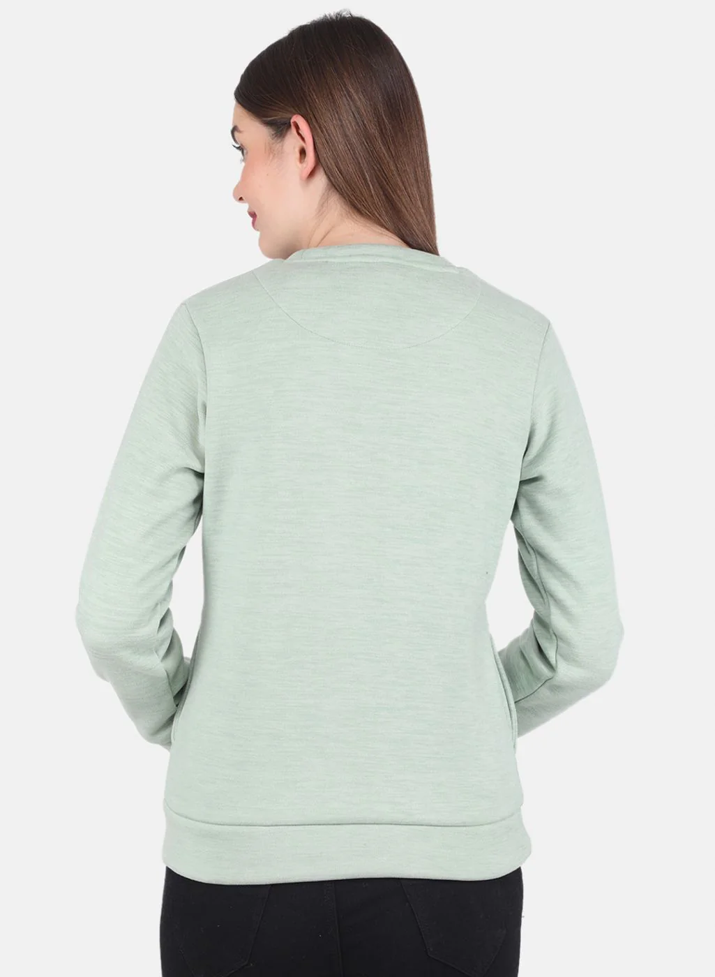 Women Green Printed Sweatshirt - Image 3