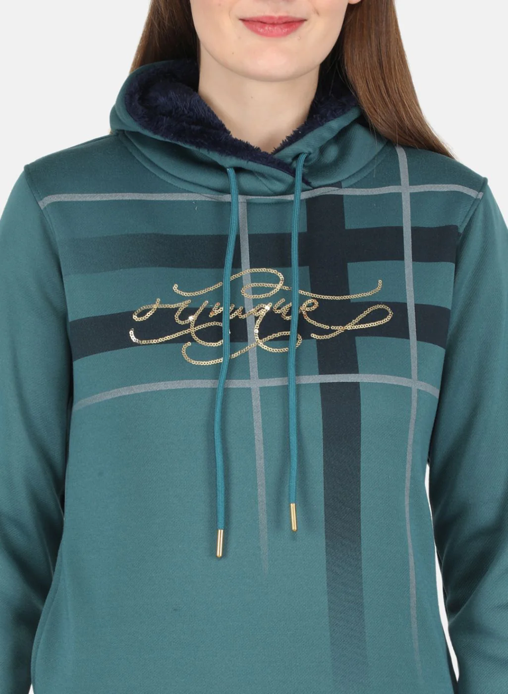 Women Green Printed Sweatshirt - Image 5
