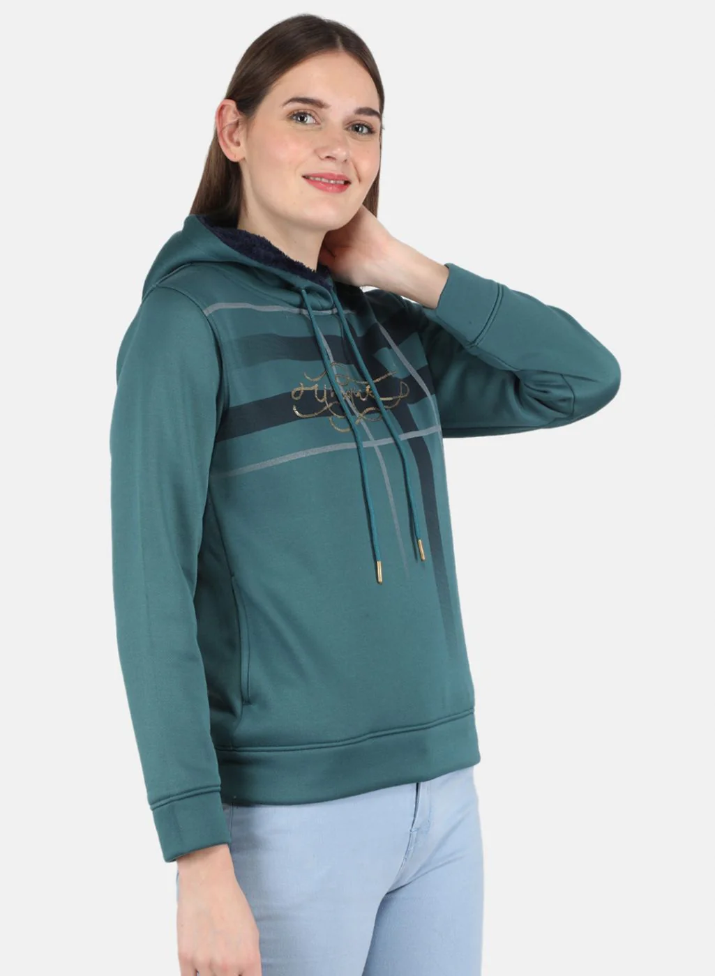 Women Green Printed Sweatshirt - Image 6