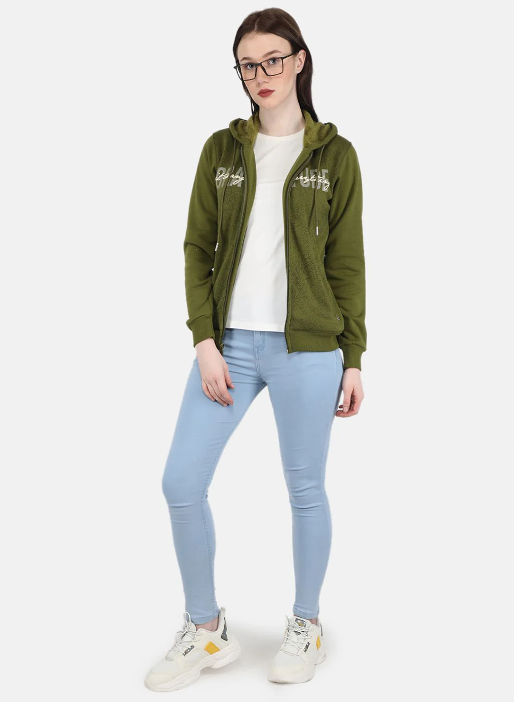 Women Green Printed Sweatshirt - Image 4
