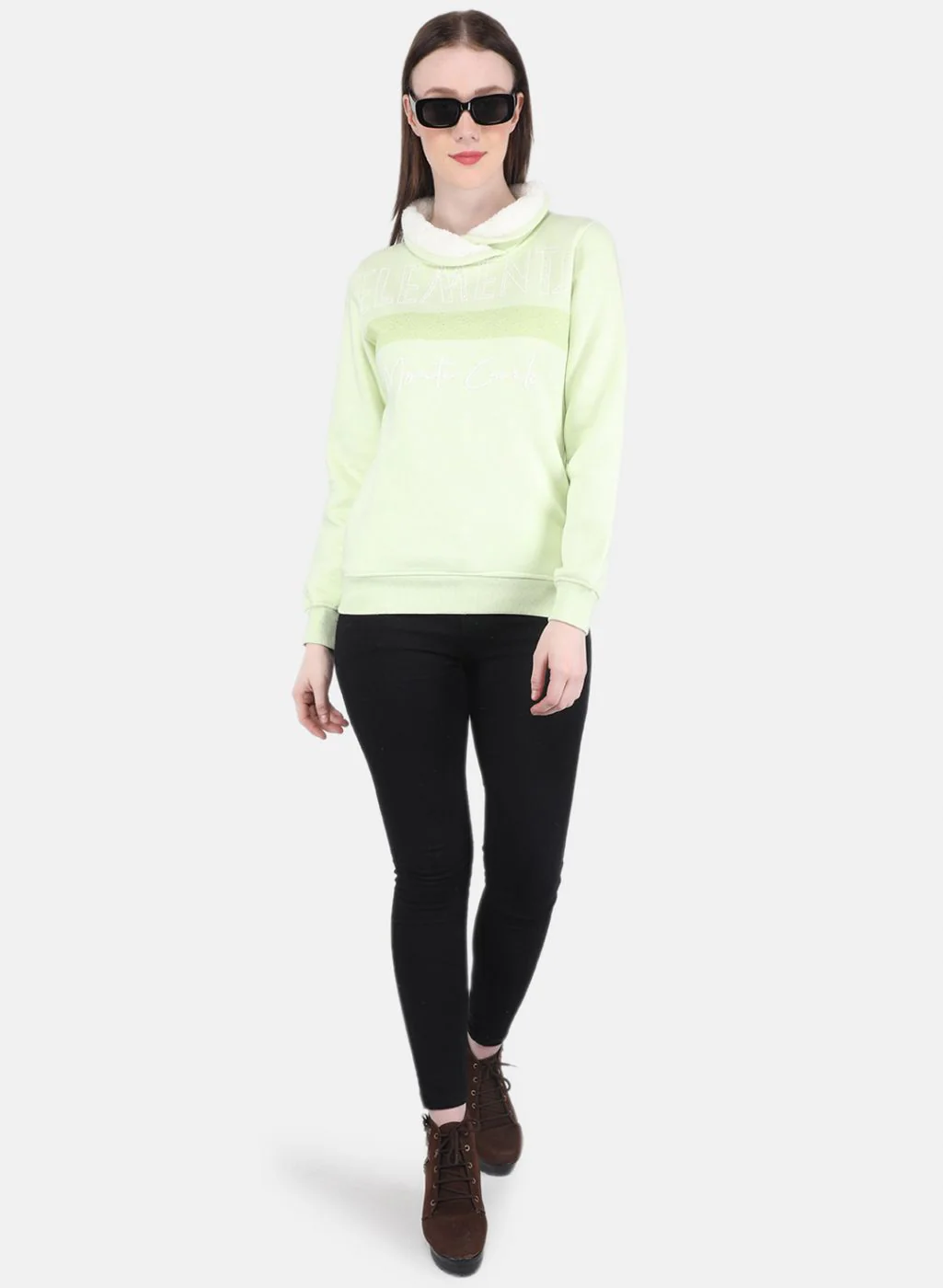 Women Green Printed Sweatshirt - Image 4