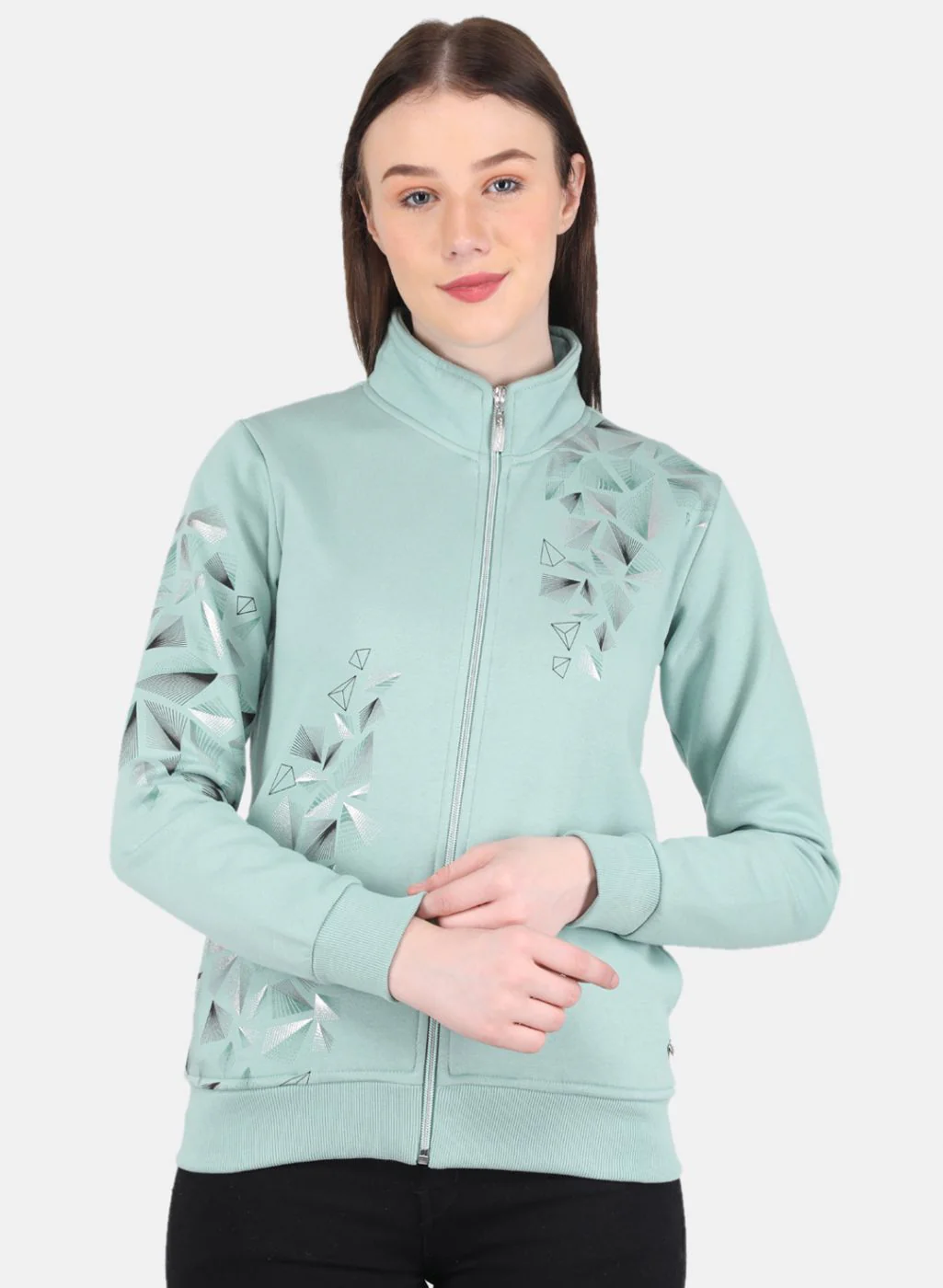 Women Green Printed Sweatshirt