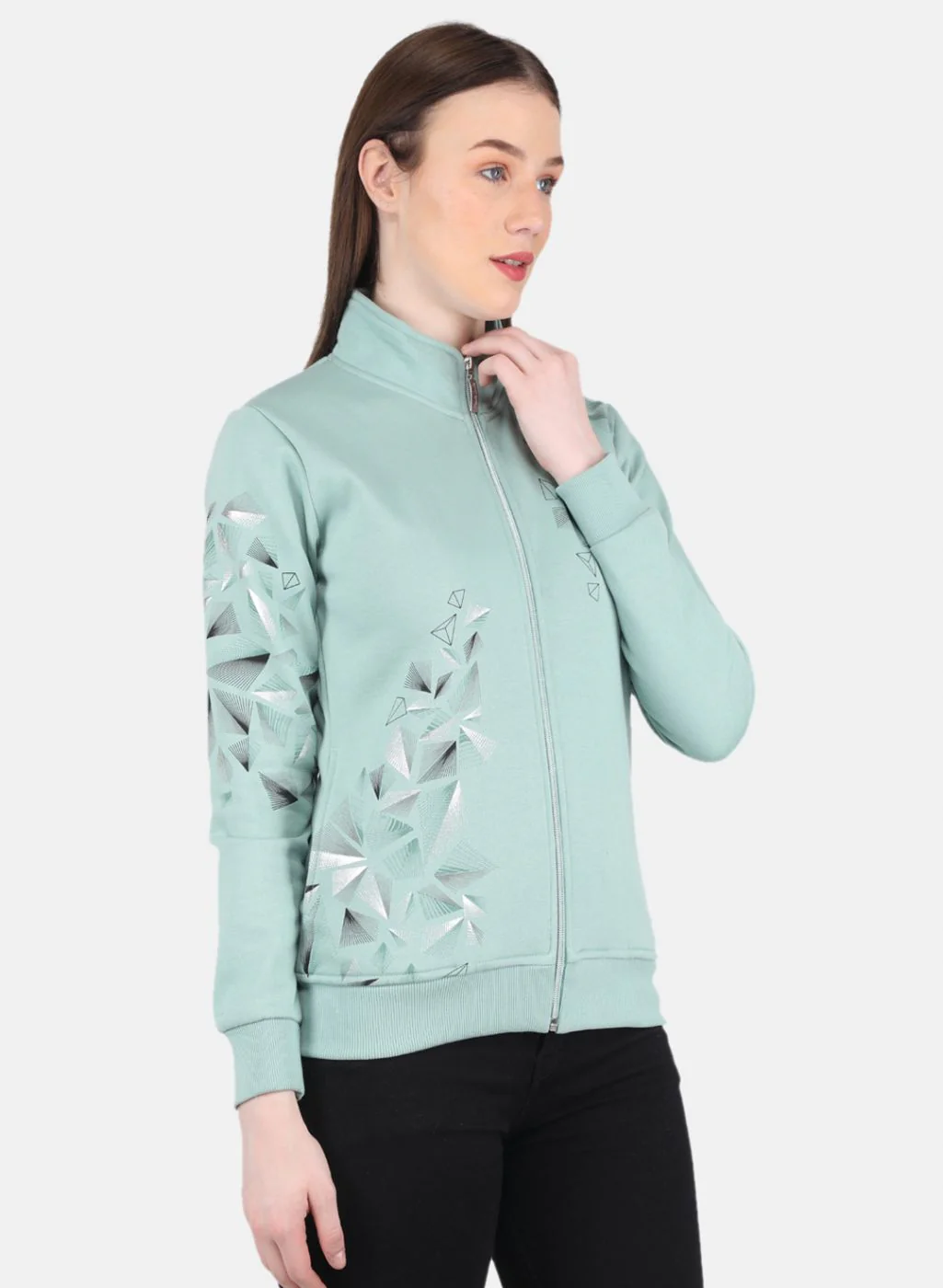 Women Green Printed Sweatshirt - Image 6
