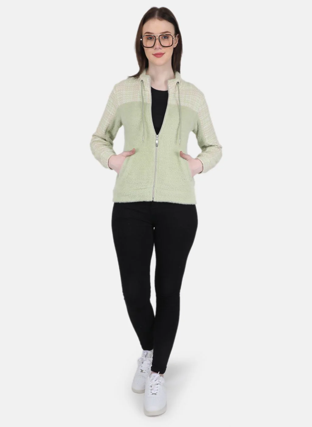 Women Green Printed Sweatshirt - Image 4