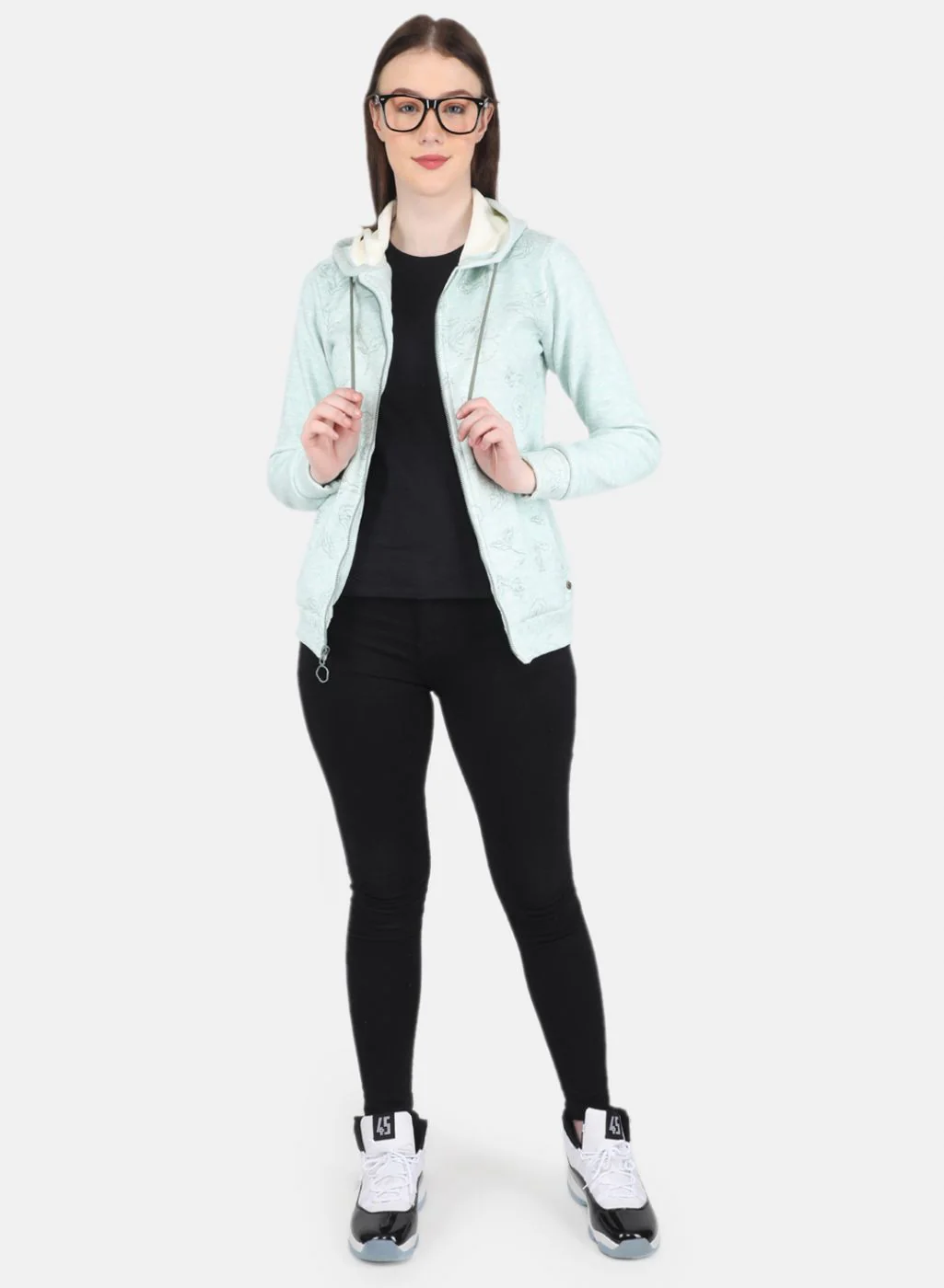 Women Green Printed Sweatshirt - Image 4
