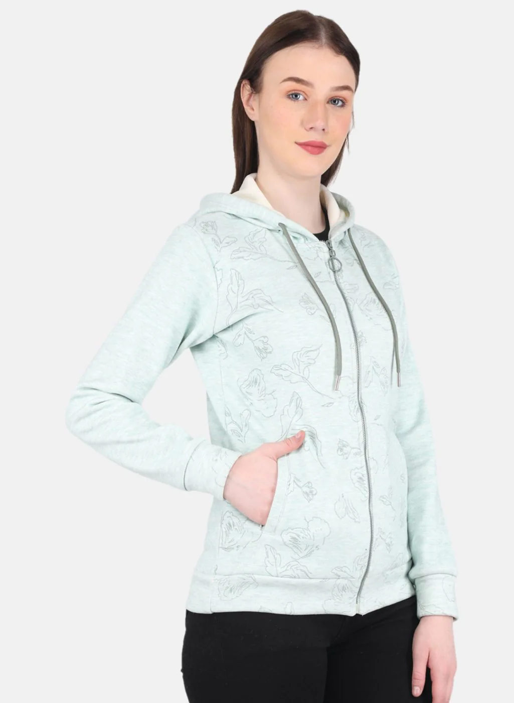 Women Green Printed Sweatshirt - Image 6