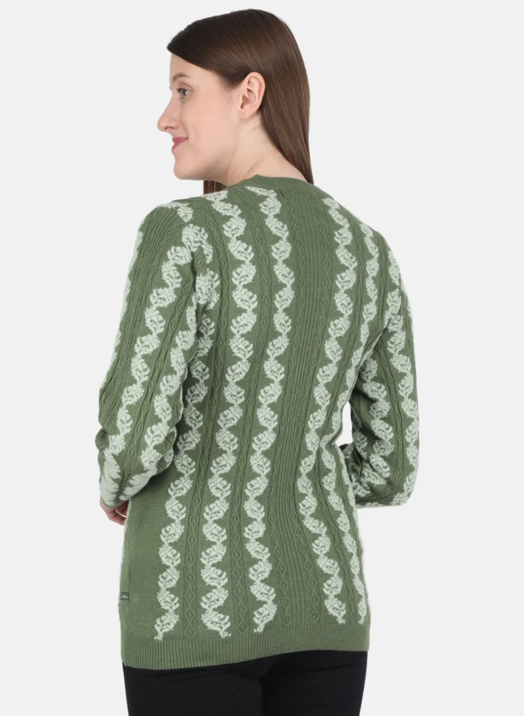 Women Green Self design Cardigan - Image 3
