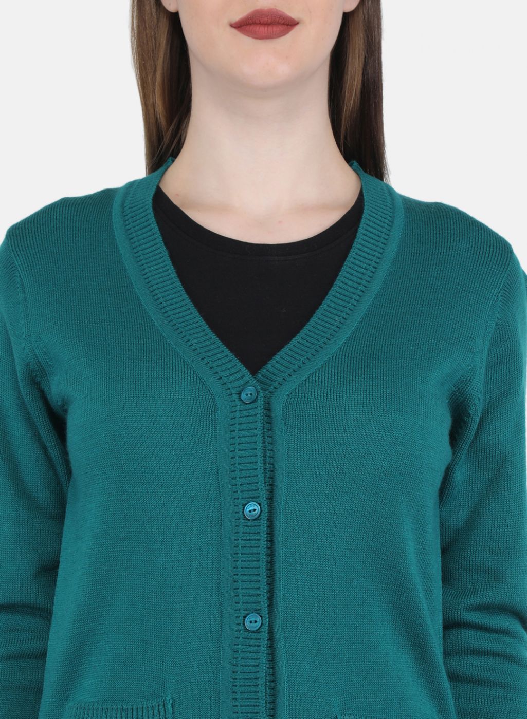 Women Green Solid Cardigan - Image 5