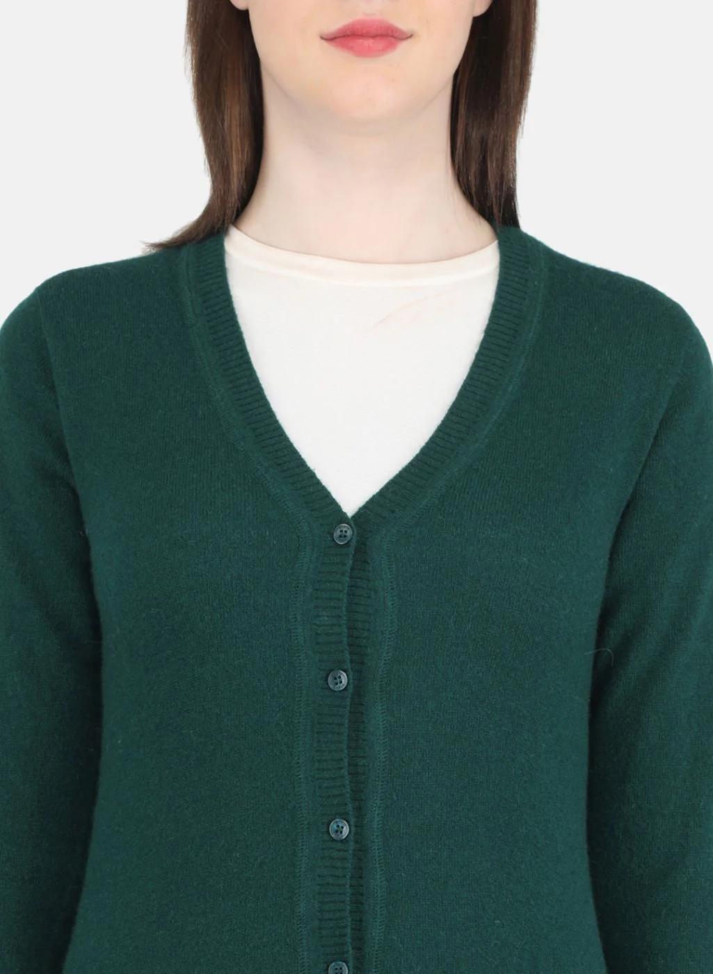 Women Green Solid Cardigan - Image 5