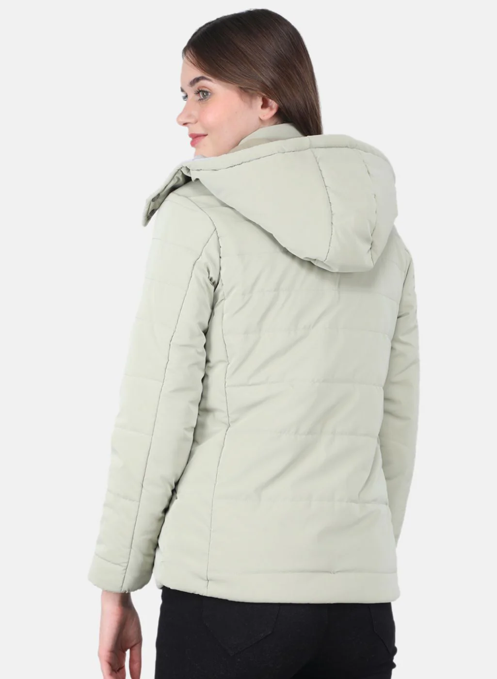 Women Green Solid Jacket - Image 3